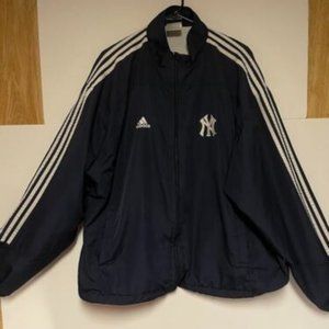 Adidas Yankees jacket Size 2XL Men NavyBlue windbreaker Zip up embroidered Logo